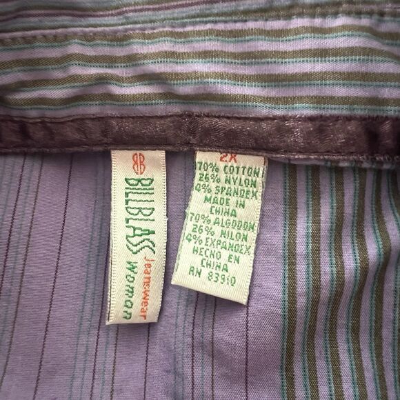 Billblass Women’s Shirt 2X Plaid Button Up Boxy - Picture 3 of 4